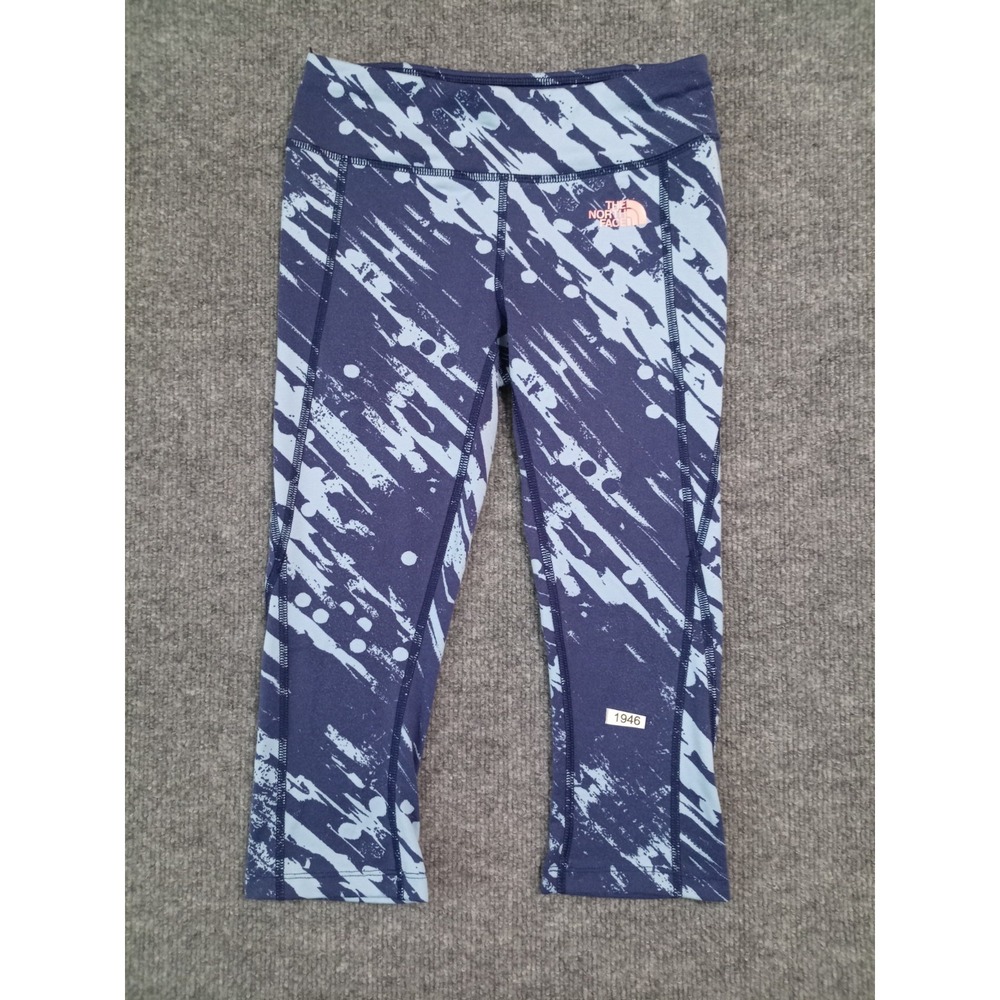 The North Face Women's XS Blue Printed Cropped Athletic Leggings Capri Yoga Pant
